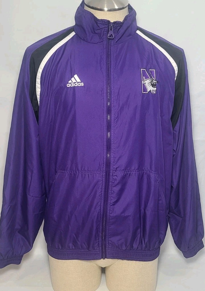 Adidas Team Northwestern Wildcats Full Zip Purple Jacket Team Issued #7 Sm Used 