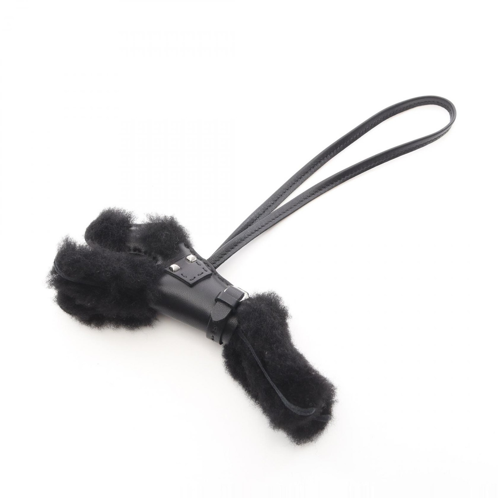 HERMES Buddy bag charm U Agneau milo Mouto Black Used Women SHW
