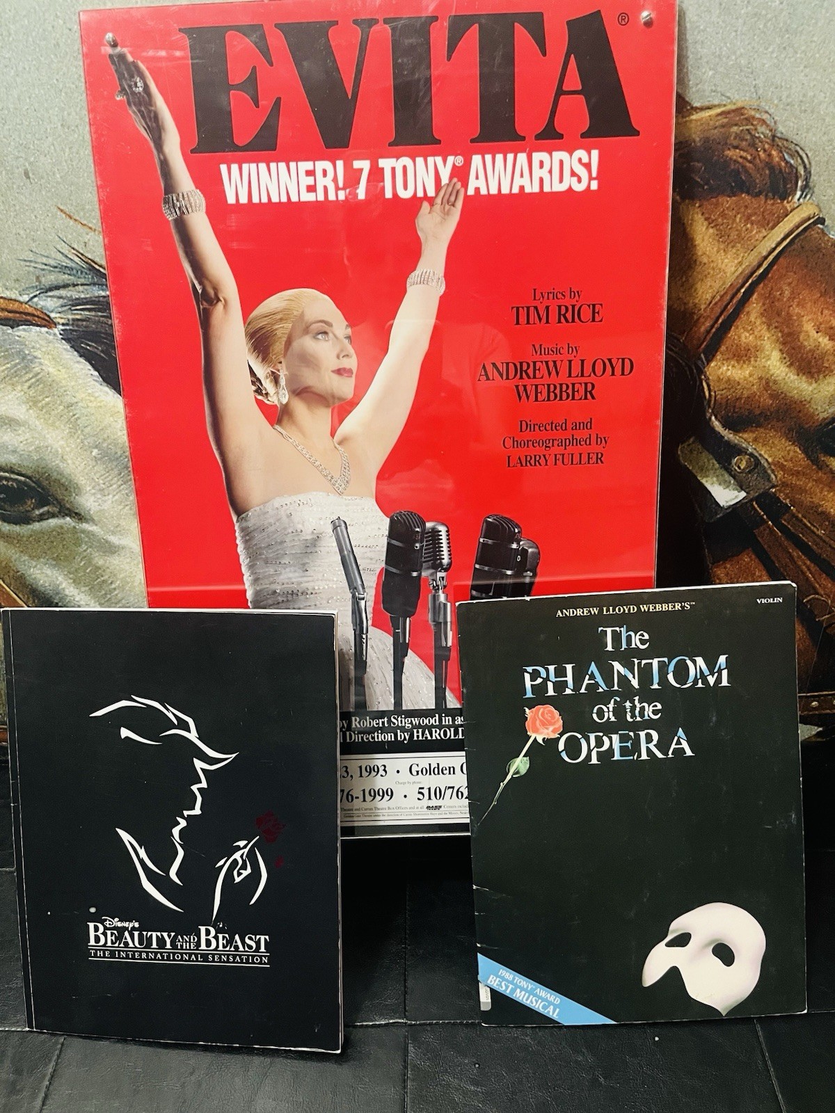 Broadway Theatre Lot Evita Autographed Plaque Phantom Beauty & Beast