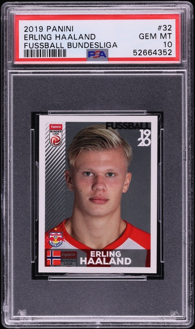 2019 Panini Fussball Bundesliga Erling Haaland #32 Rookie Sticker PSA 10 GEM MT