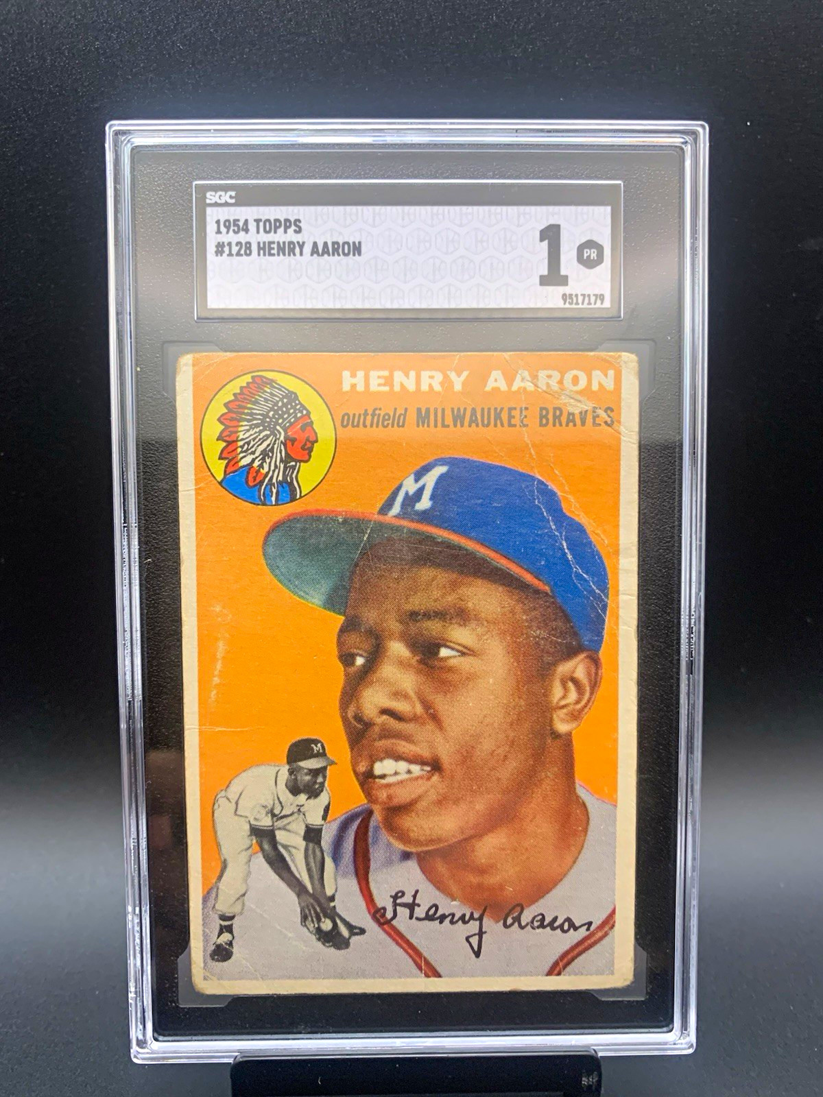 1954 Topps Hank Aaron #128 RC SGC 1 1954 Topps Hank Aaron #128 RC SGC 1