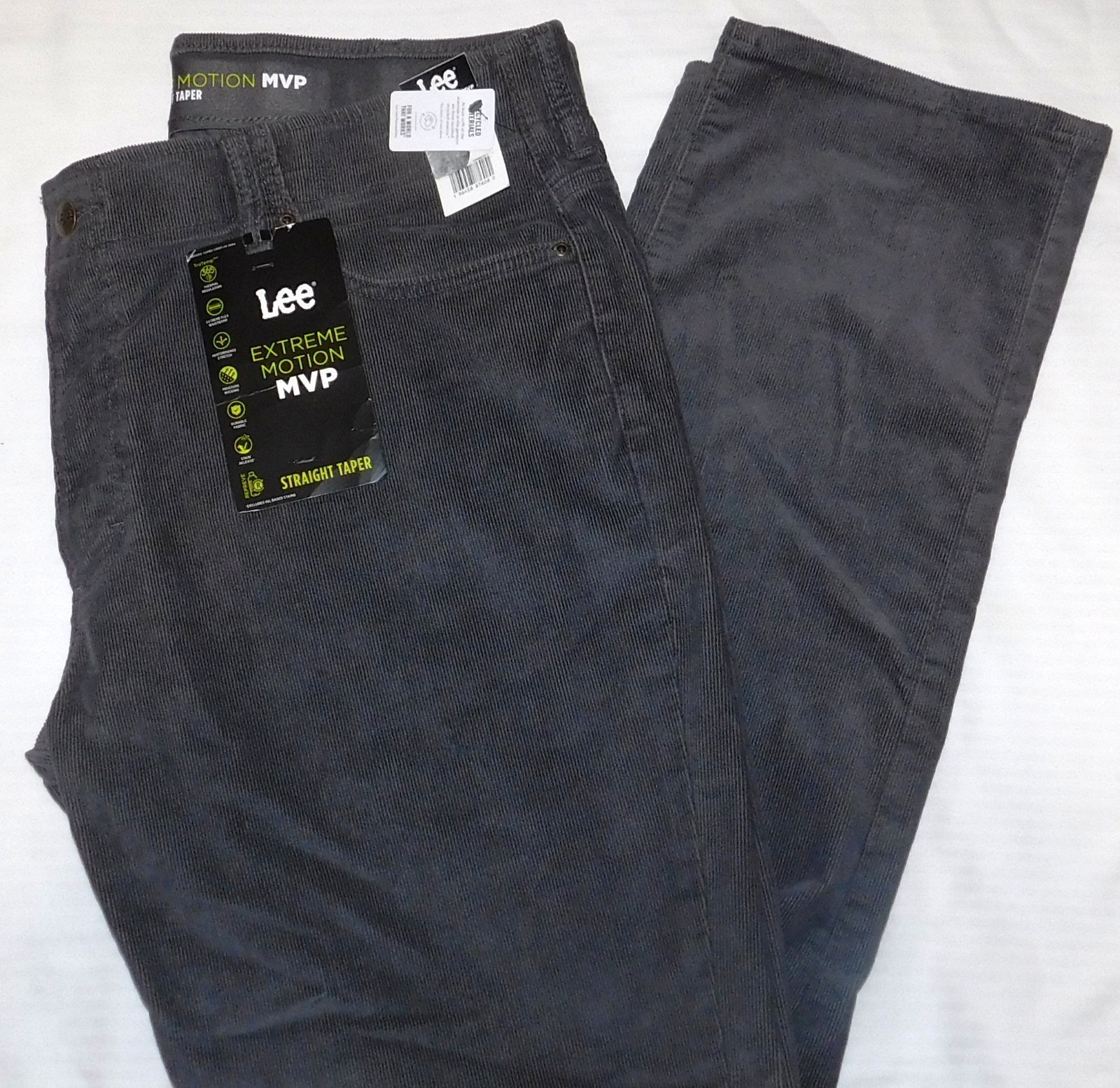 LEE Extreme Motion MVP Straight Taper Corduroy Pants Stretch Jean Cut Gray
