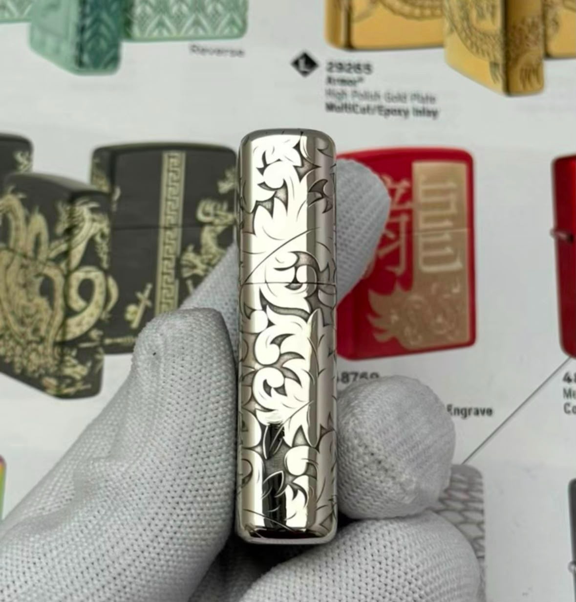 Leaves zippo Lighter Silver 5 Sides In a New Box Leaves zippo Lighter Silver 5 Sides In a New Box