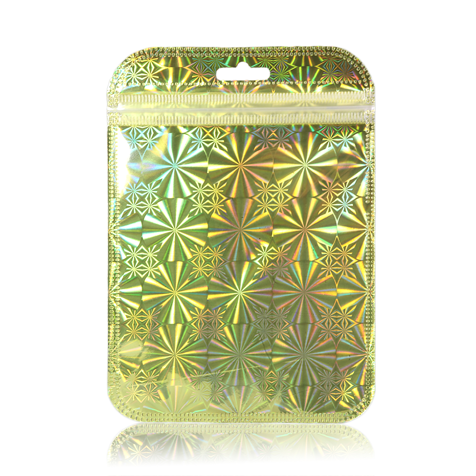 100/500/1000 Clear & Holographic Gold/Silver Hangable Front Zipper Bags ~4x6in