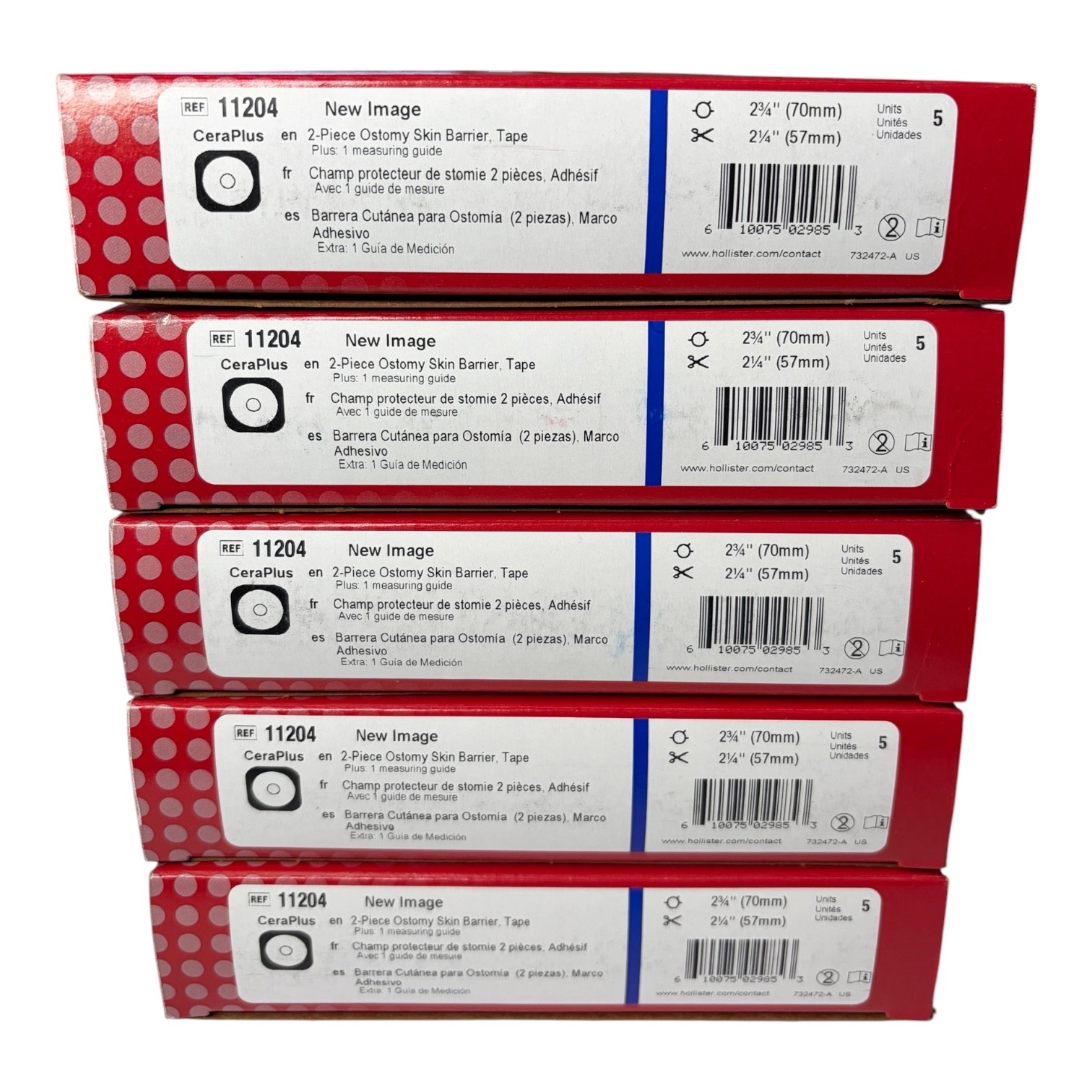 Hollister 11204 New Image CeraPlus Ostomy Skin Barrier, 2-3/4\