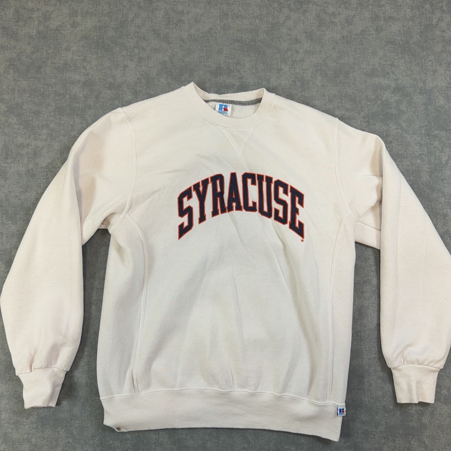 Vintage Syracuse Orange Sweatshirt Mens M White NCAA Russell Athletic Crewneck