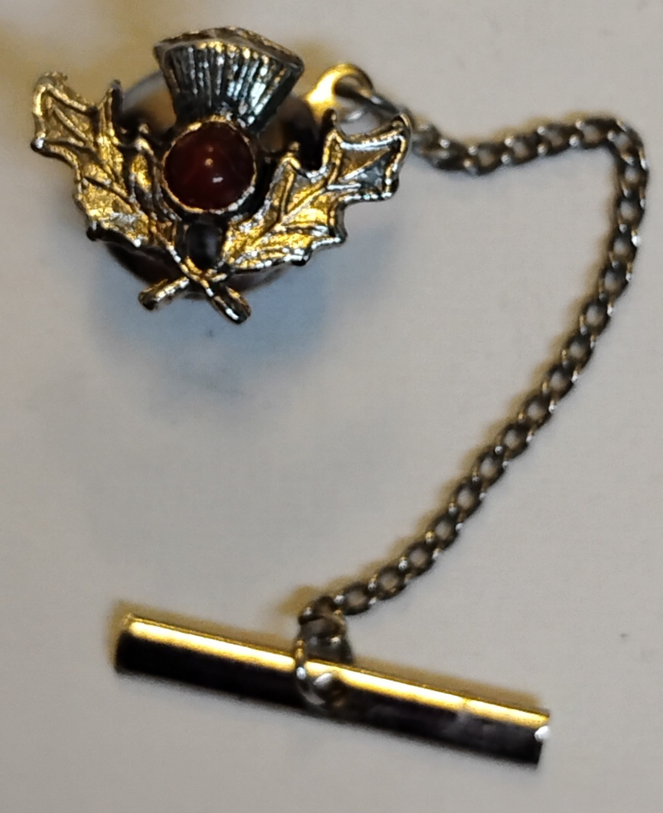Vintage Silver Tone Scottish Thistle Tie Tack Lapel Pin