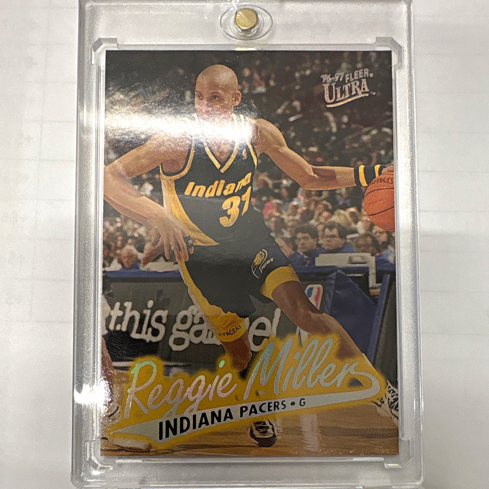 Fleer Ultra 1996-97 Gold Medallion Edition Reggie Miller Pacers #G-46 Fleer Ultra 1996-97 Gold Medallion Edition Reggie Miller Pacers #G-46