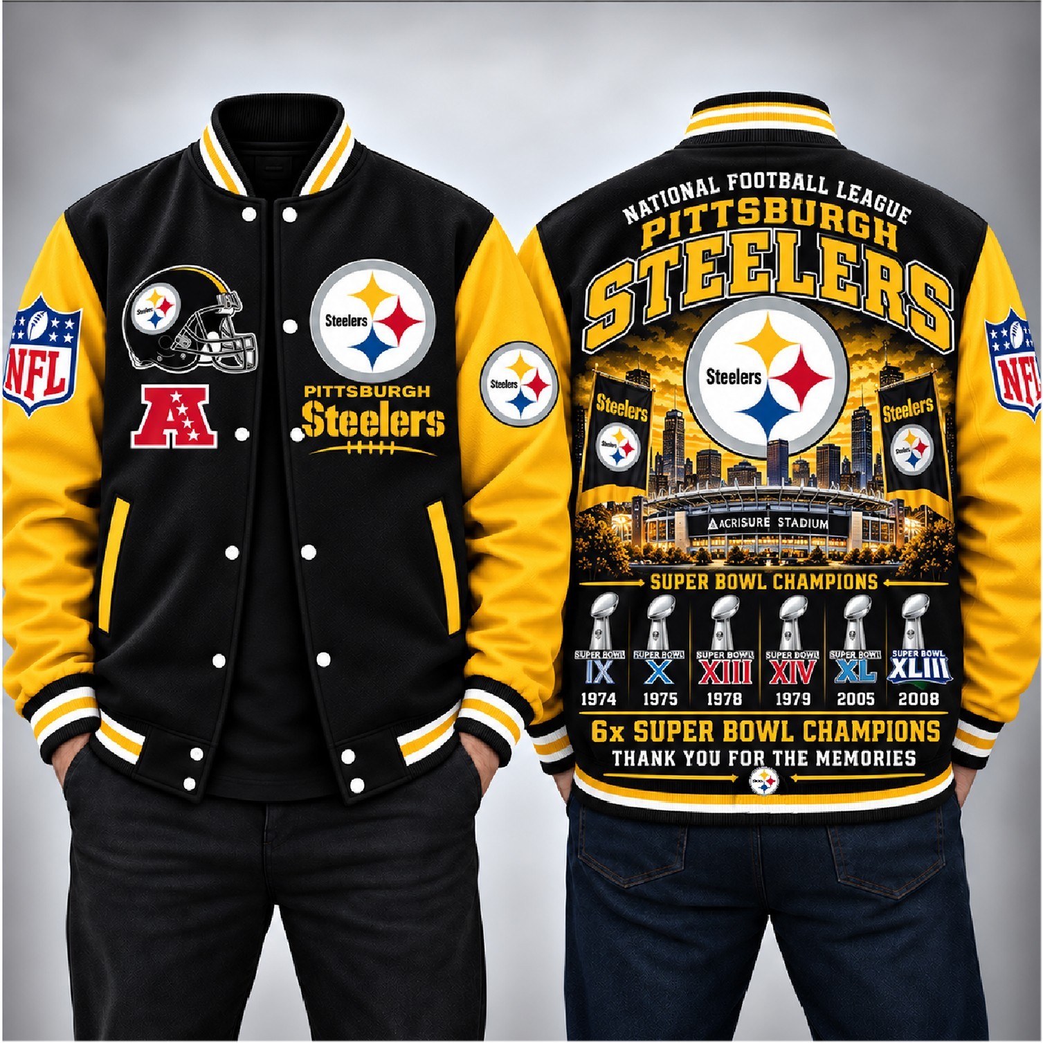 NEW Pittsburgh Steelers Football Baseball Jacket