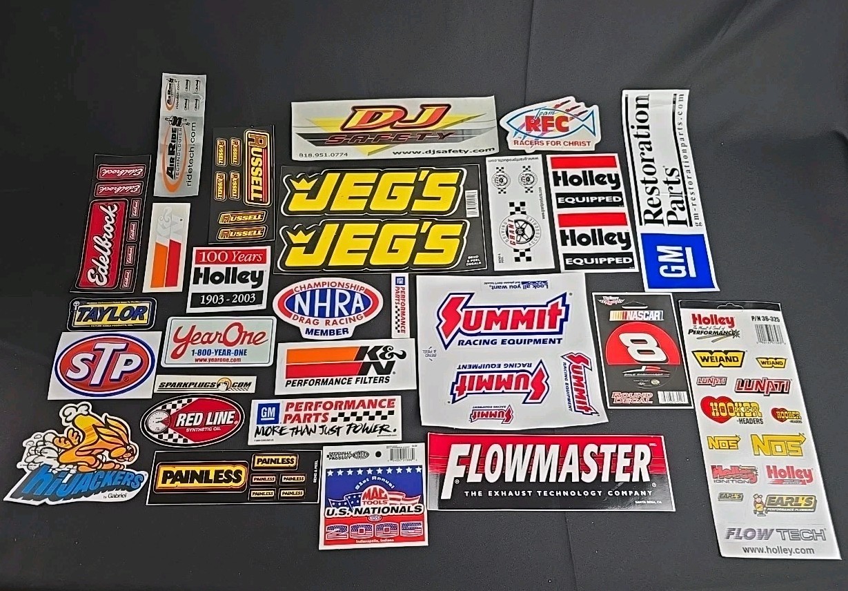 Lot Of Vintage Automotive Racing Decals Stickers NOS STP Holley Jegs K&N GM #2