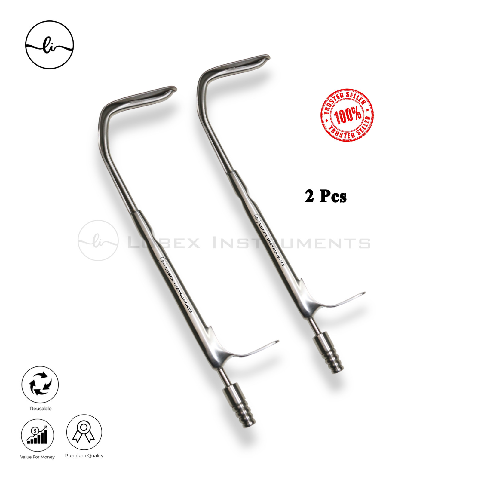 Pack of 2 Aufricht Nasal Retractor with Suction Tube Premium ENT Ins. German S.S