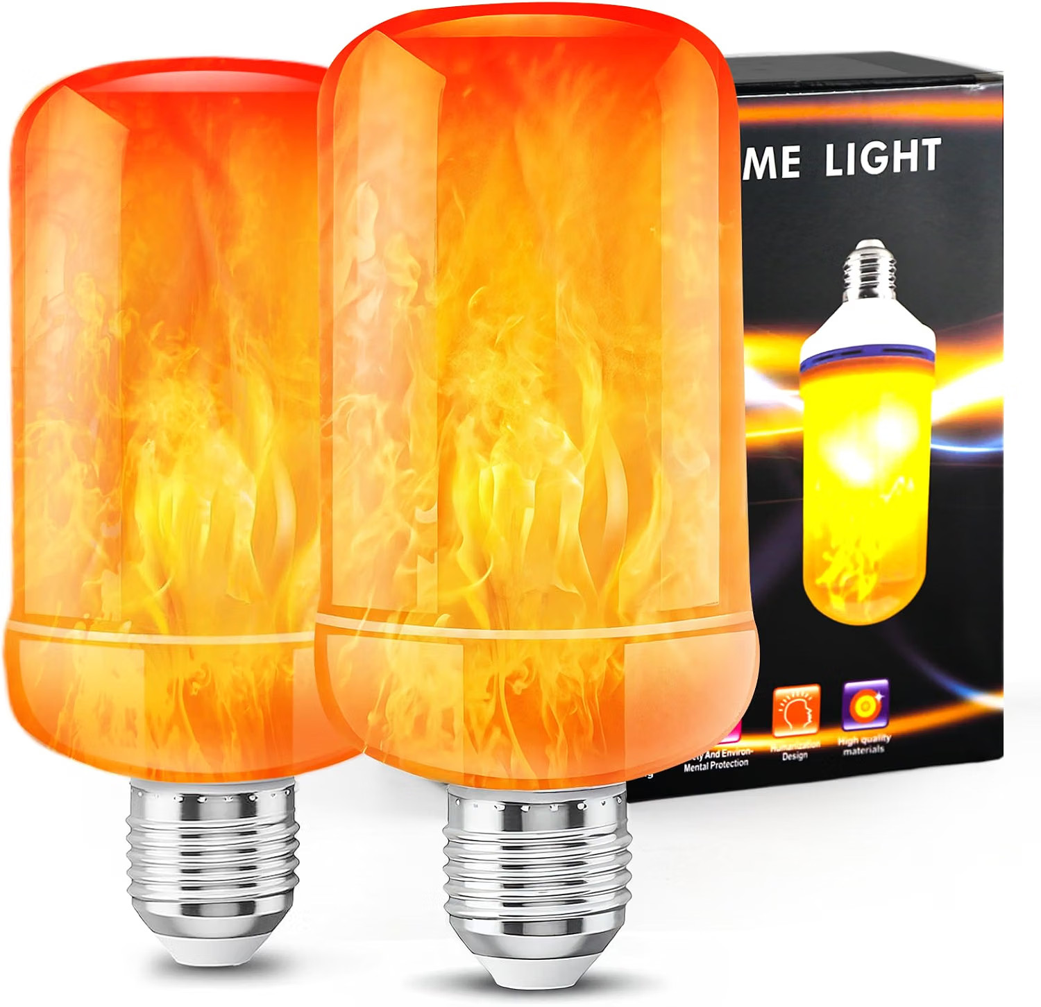 LED Flame Light Bulbs 2 Pack, 4 Modes Flickering Light Bulbs with Upside Down...