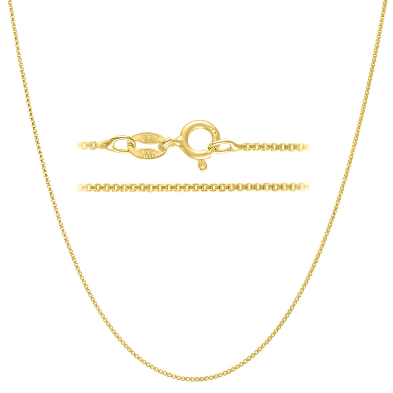 Dainty Gold Box Chain Necklace for Women, Plated 925 Sterling Silver Jewelry Dainty Gold Box Chain Necklace for Women, Plated 925 Sterling Silver Jewelry