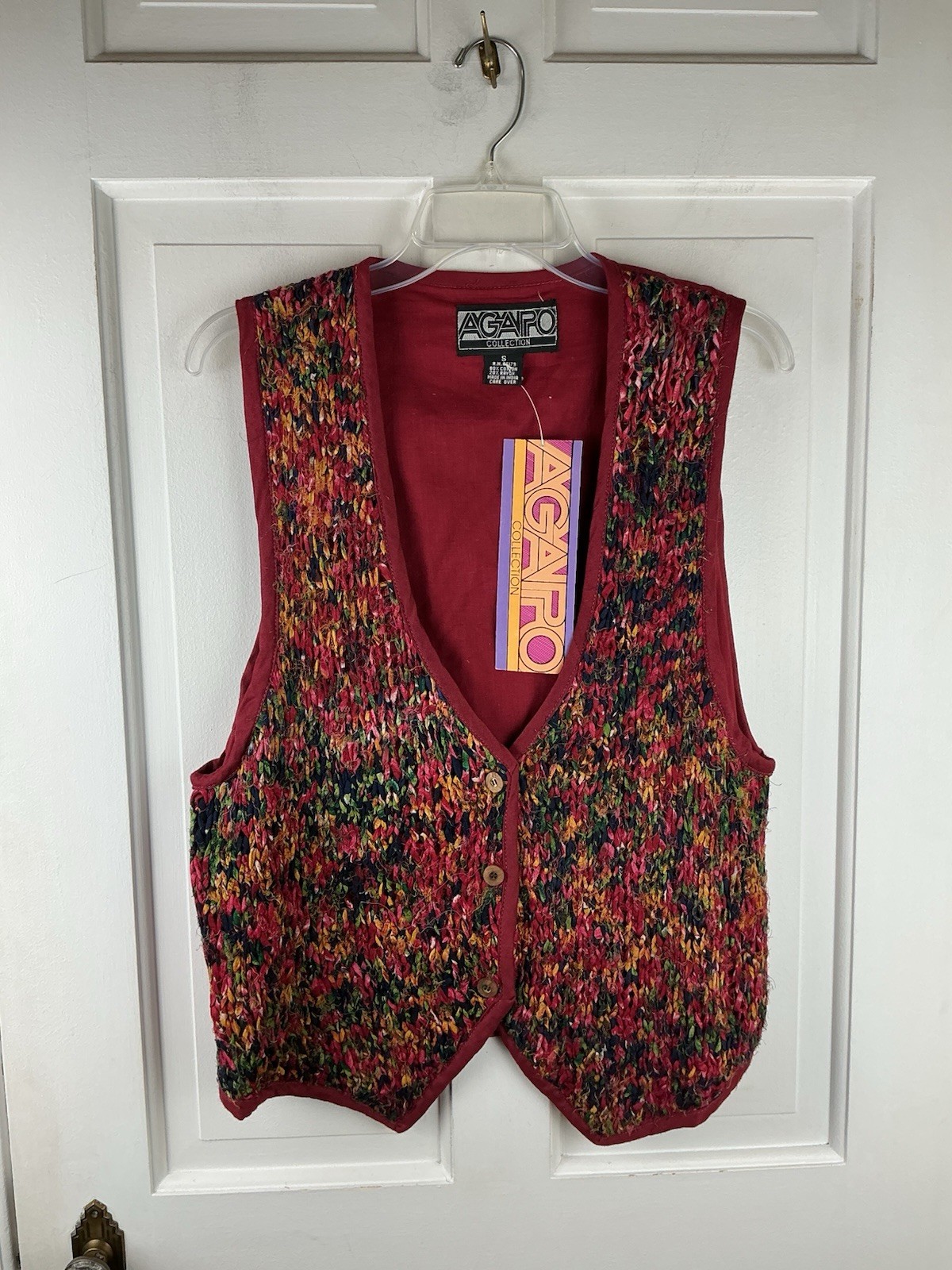 Agapo Collection Vest Size S Tapestry Boho Button Up Vintage Festival Rainbow Agapo Collection Vest Size S Tapestry Boho Button Up Vintage Festival Rainbow
