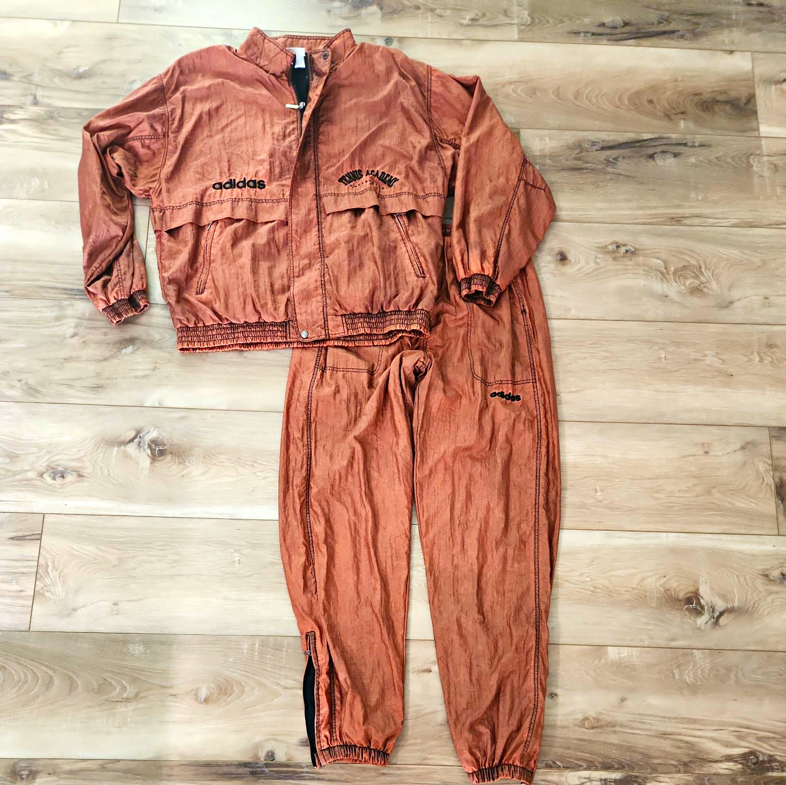 VTG 90s Mens Adidas Bollettieri Tennis Track Suit L Metallic  Crinkle Nylon