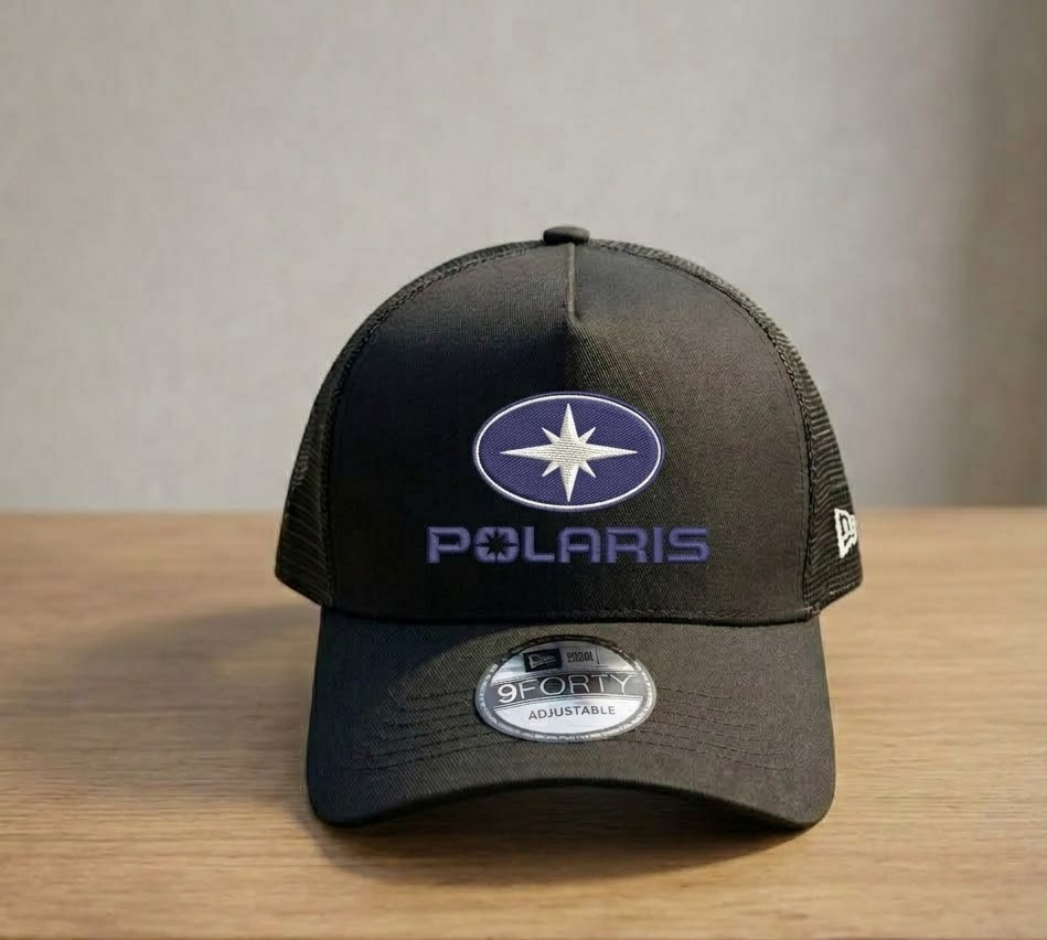 Polaris Star Embroidered Trucker Hat 9FORTY Style Mesh Back Cap One Size Black Polaris Star Embroidered Trucker Hat 9FORTY Style Mesh Back Cap One Size Black