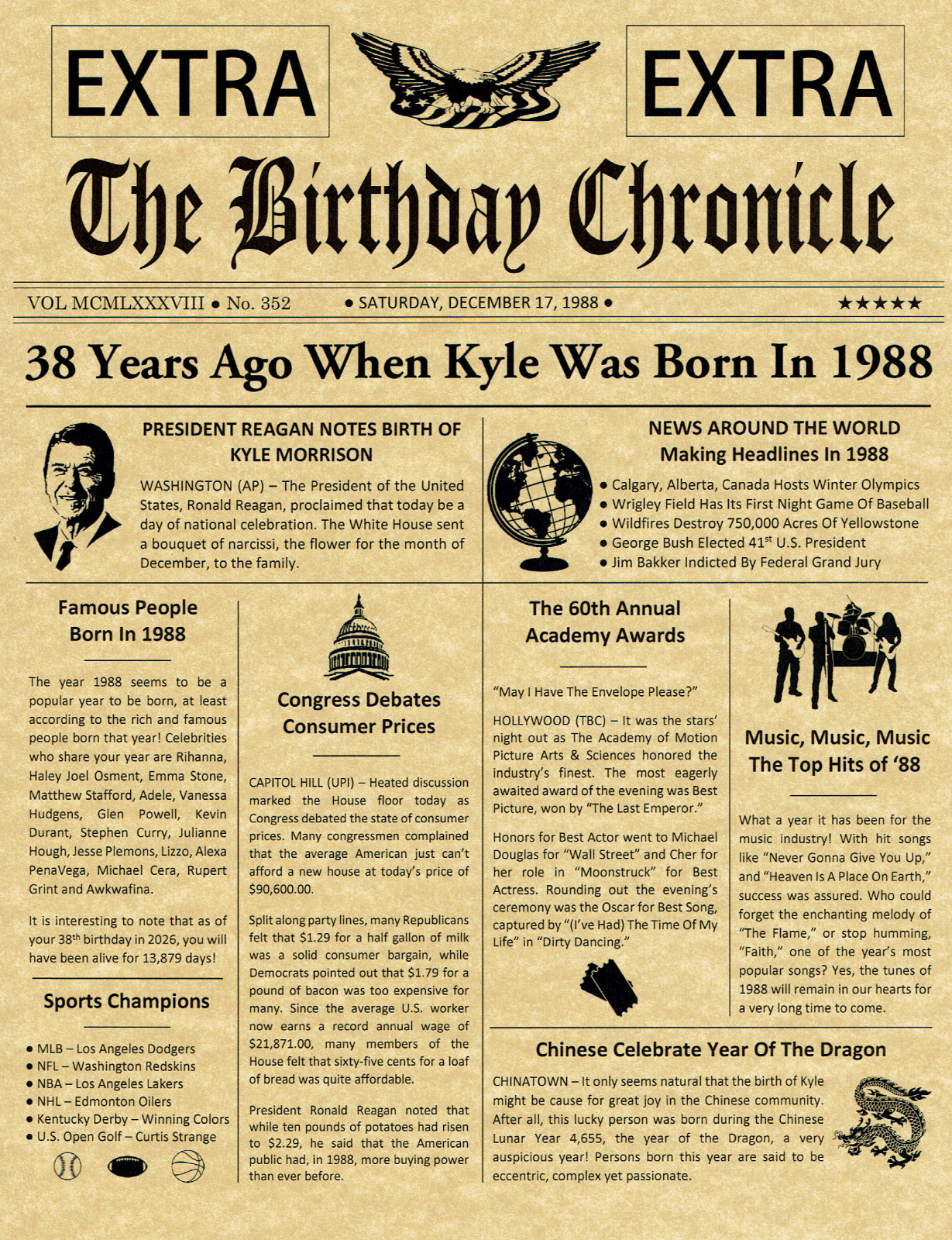 38th Birthday Gifts For Men 38 Year Birthday Gift For Women 1988 Personalized