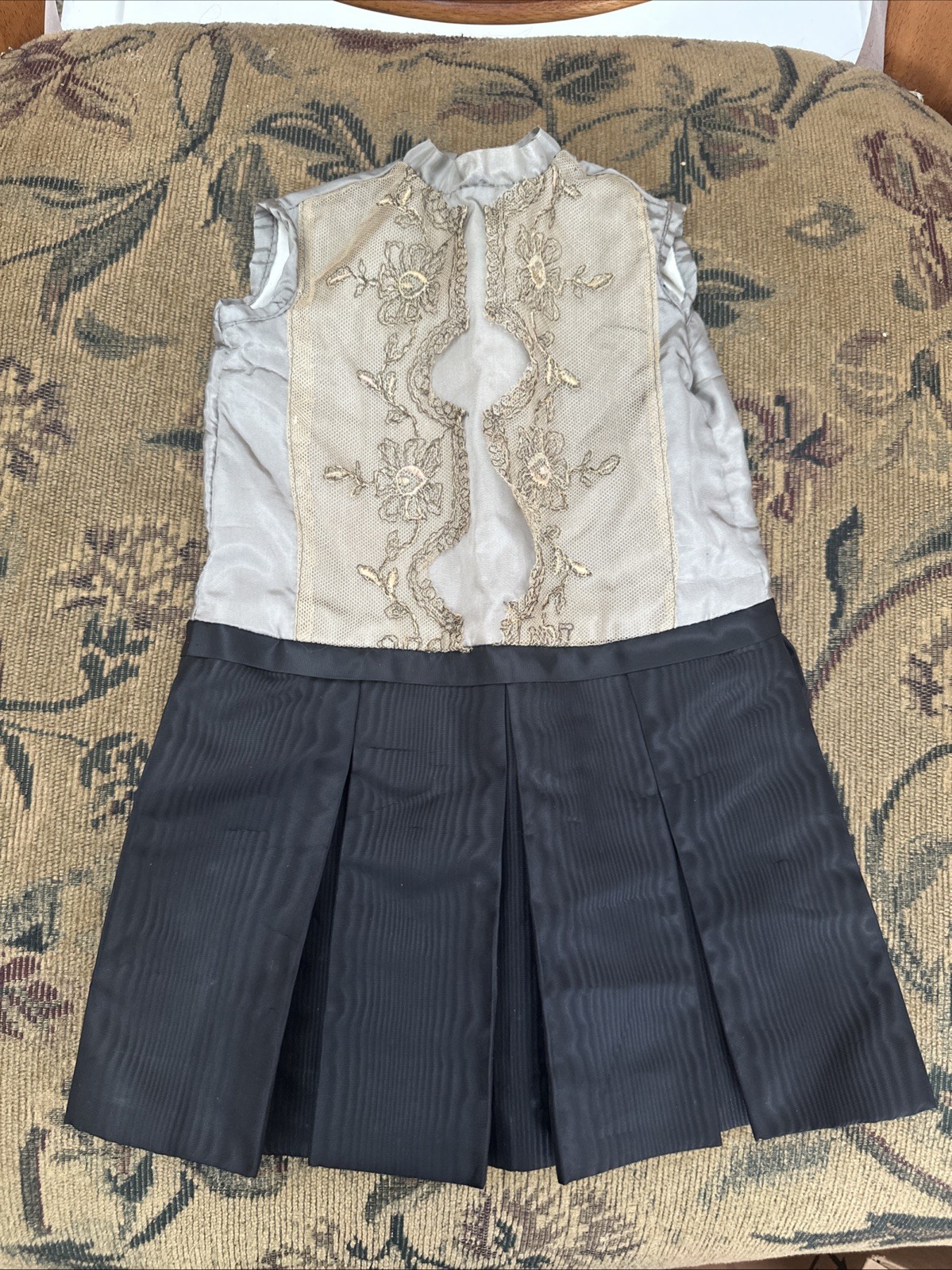 Vintage Bisque Doll Dress Lace Drop Waist Antique Style Handmade Satin Taffeta Vintage Bisque Doll Dress Lace Drop Waist Antique Style Handmade Satin Taffeta