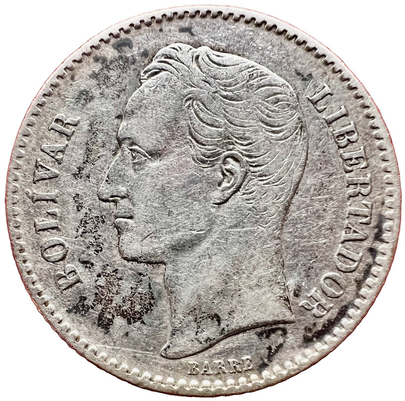 Venezuela 1 Bolivar 1886 Y#22 Silver 09/26 Venezuela 1 Bolivar 1886 Y#22 Silver 09/26