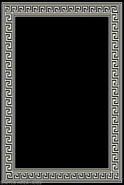 8x10  Area Rug Modern Greek Key Design Solid Black with Border Size 7\'7\