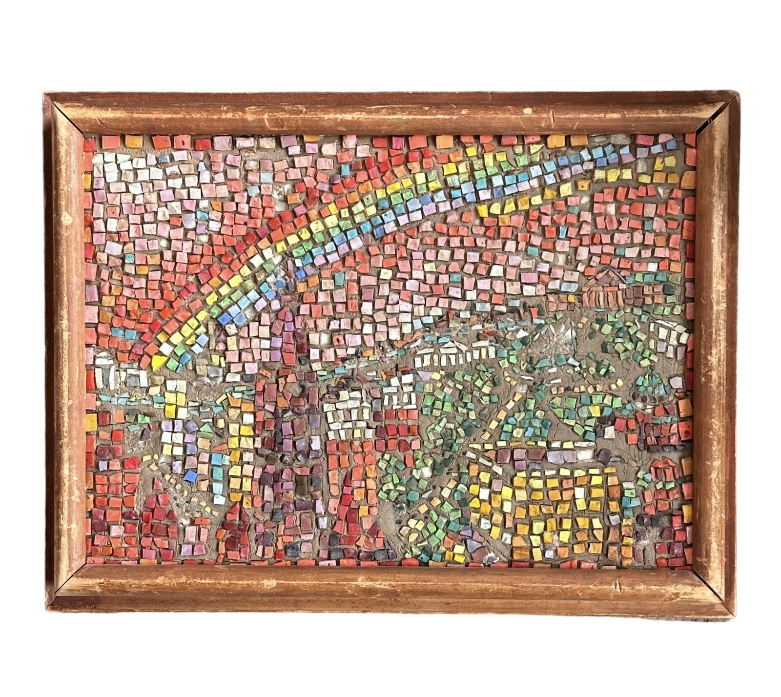 Stella Drabkin mosaic of a rainbow over a town
