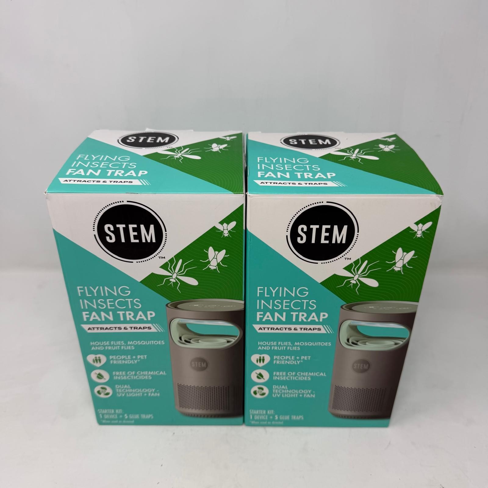 2 Pack - STEM Flying Insects Fan Trap Starter Kit: 1 Device + 5 Glue Traps *Open