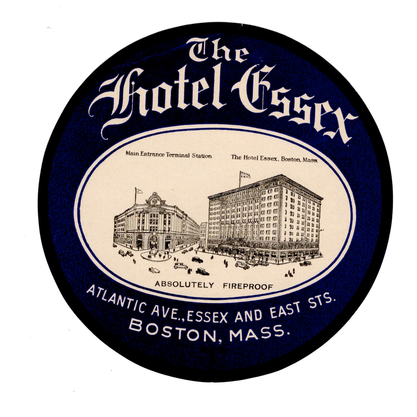 Vintage 1900s Hotel Essex Boston MA Luggage Label South Station Fireproof