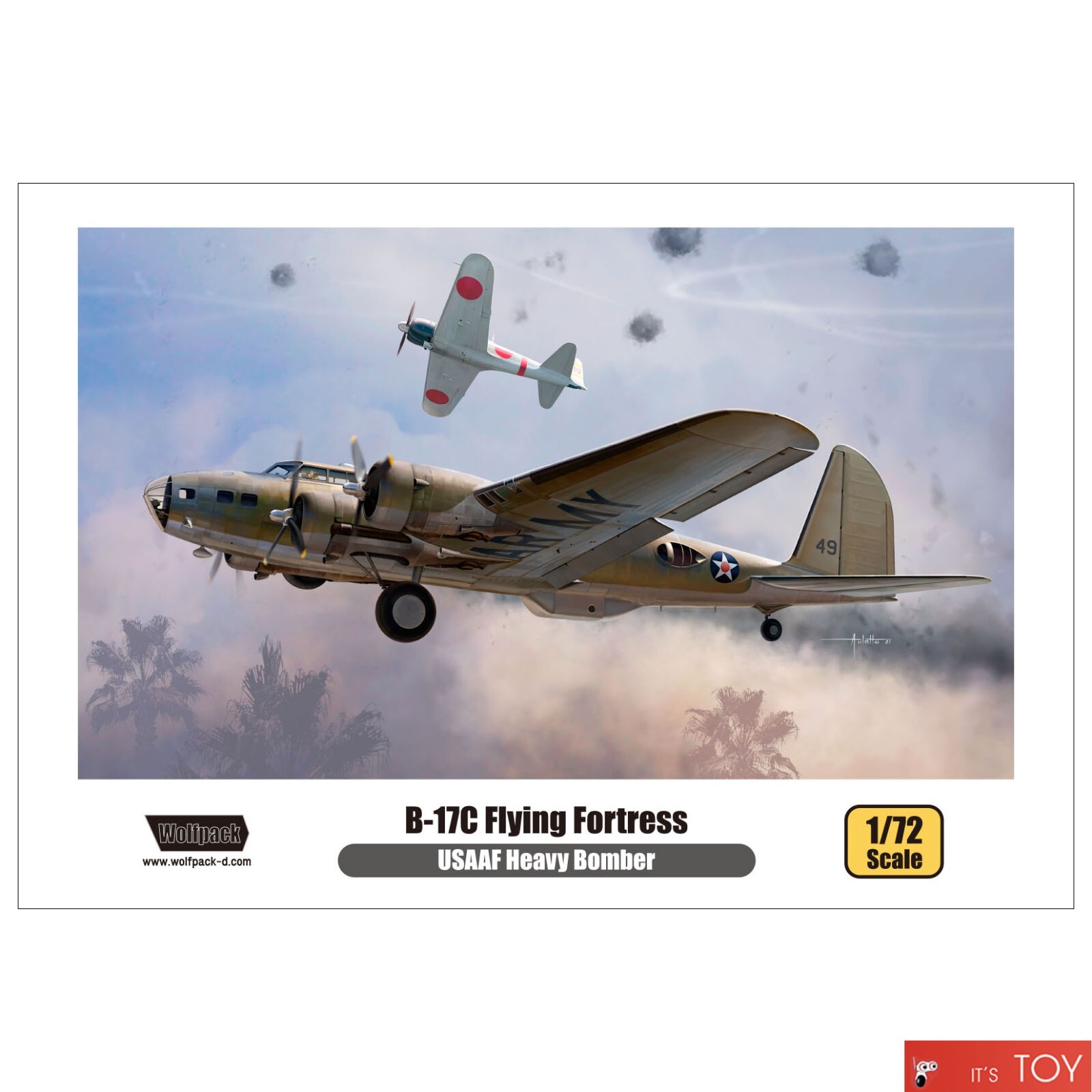 Wolfpack 1/72 B-17C Flying Fortress USAAF Heavy Bomber Premium Model Kit WP17212
