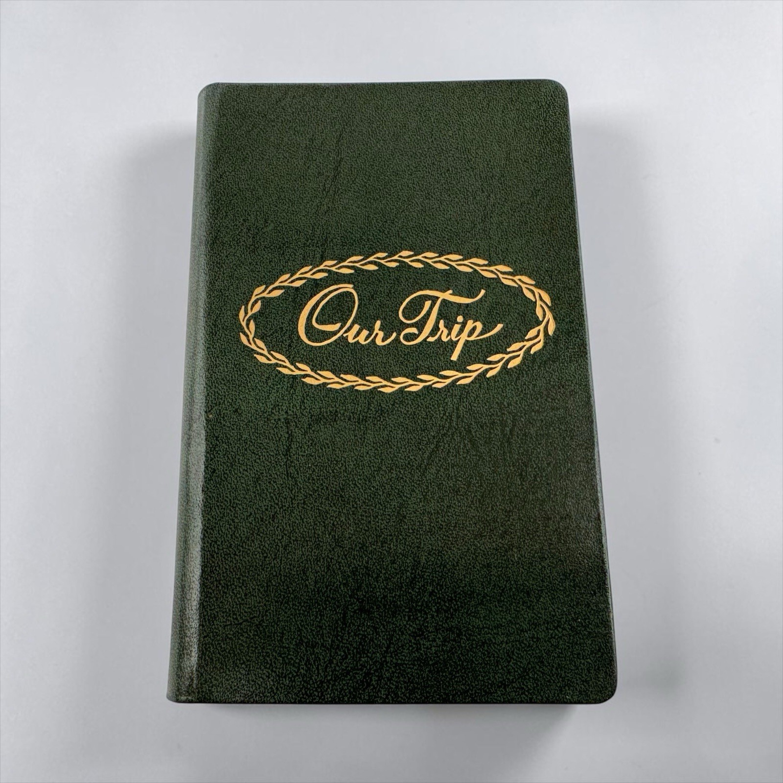OUR TRIP Vintage 1959 NATIONAL BLANK Leather BOOK Company Travel Log Journal Map