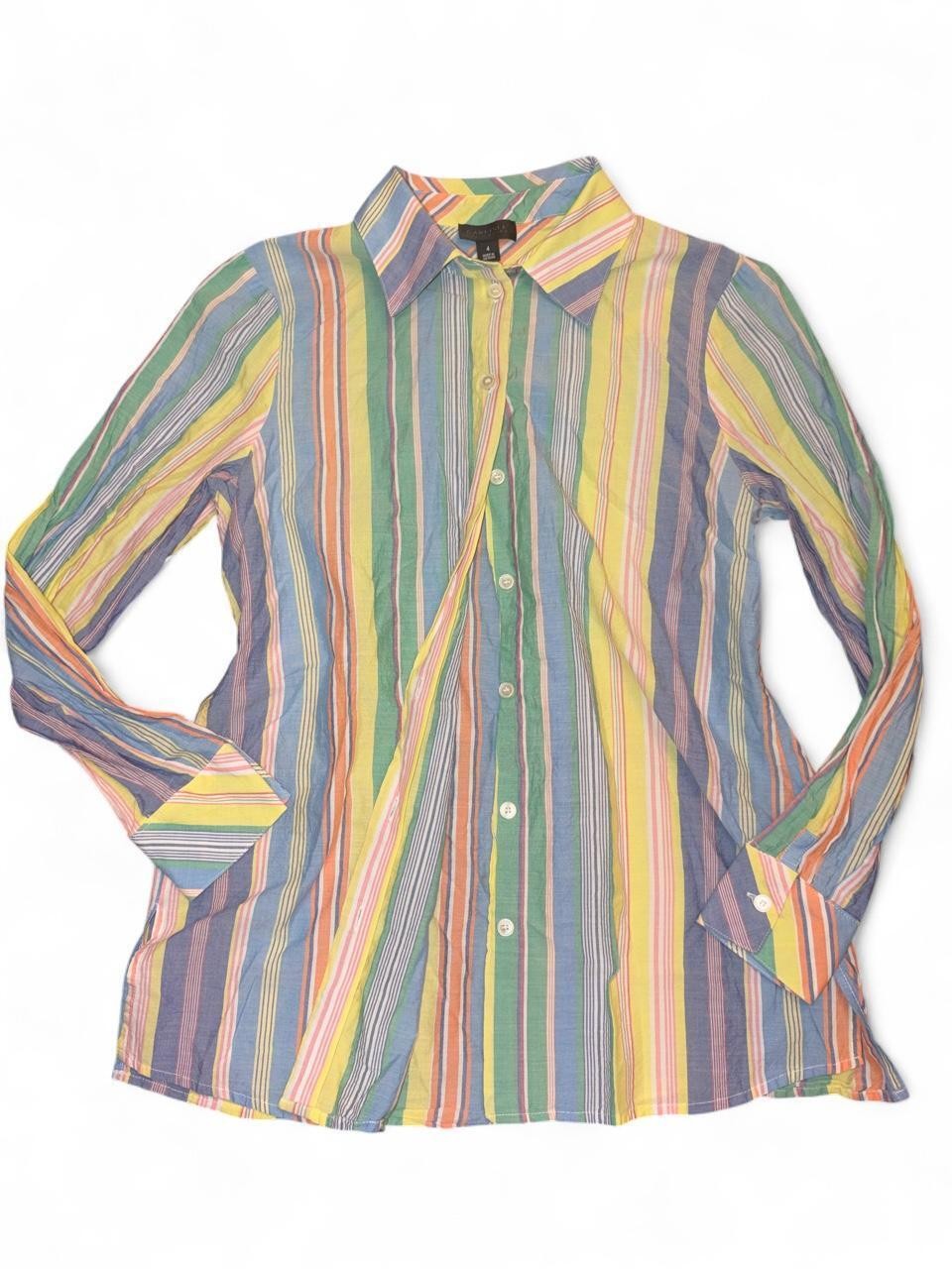 Luxury Carlisle collection striped/colorblock button-down