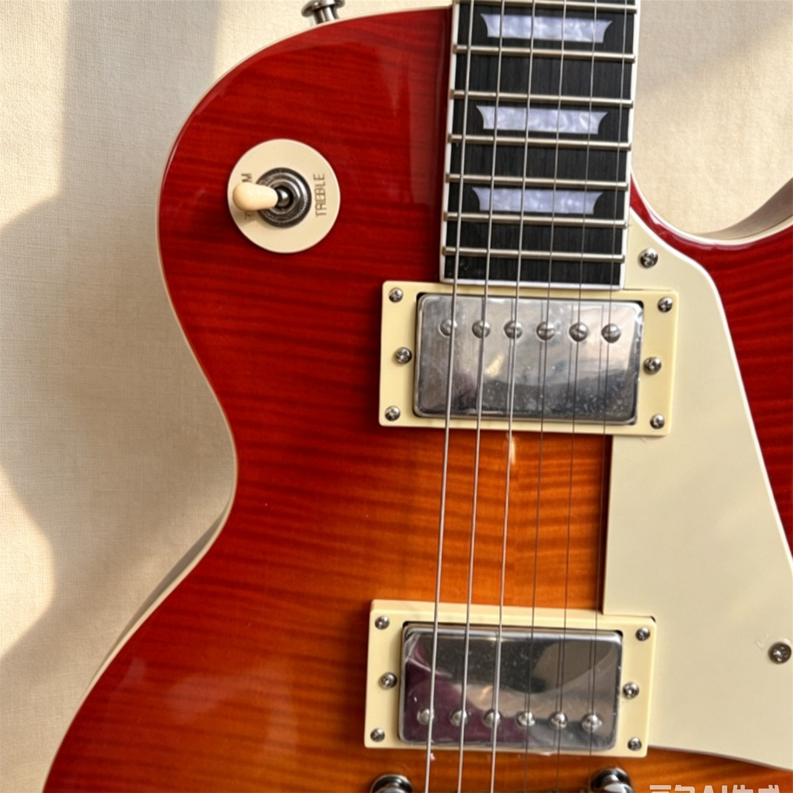 Custom LP Orange Flame Maple Top Electric Guitar HH Pickups HOT SALE