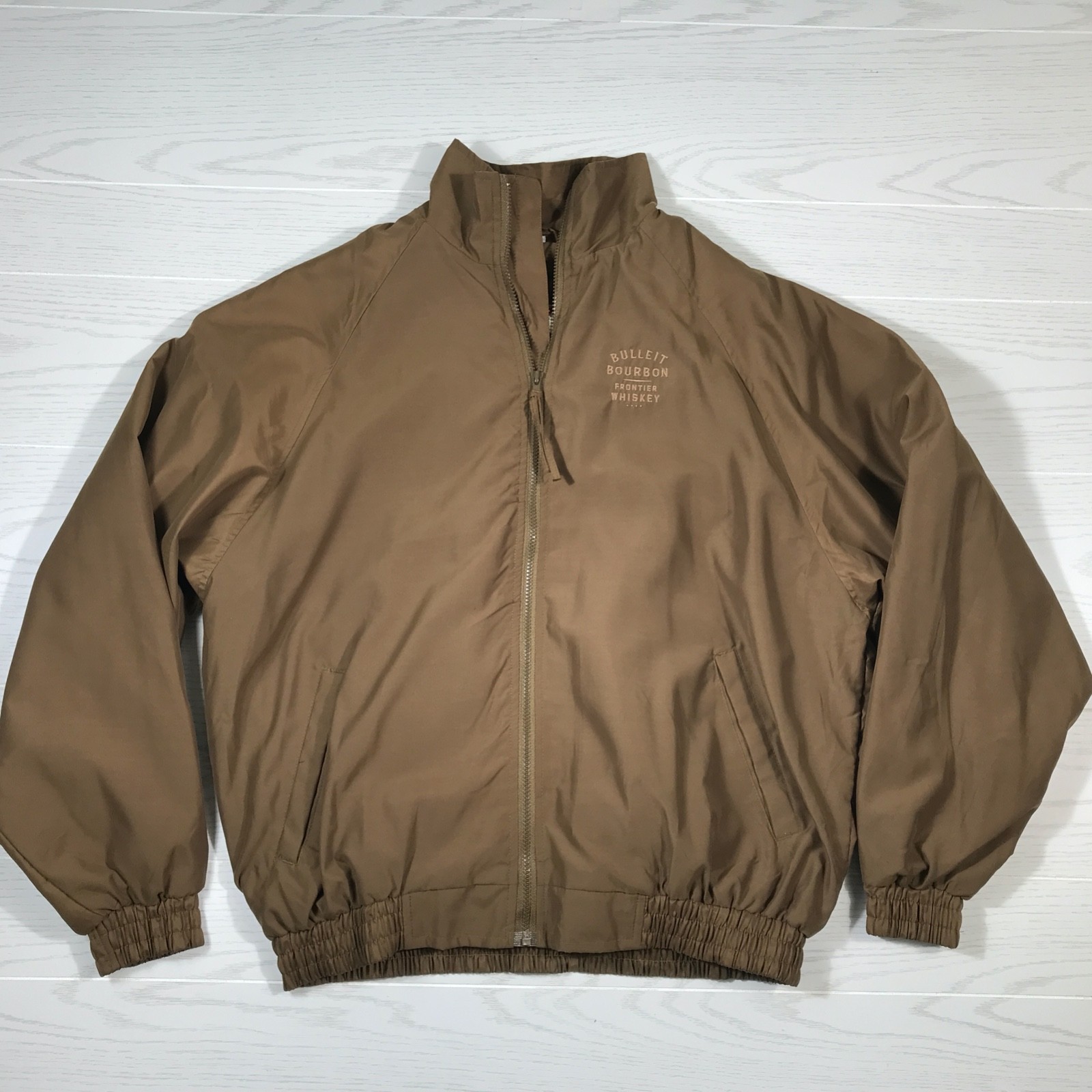 Vintage Bulleit Bourbon Whiskey Jacket Men L Brown Bomber Pro Classics Dad 90s