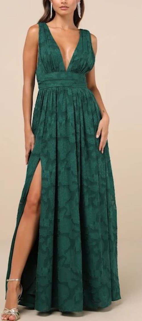 Lulus Sweet Sophistication Green Burnout Floral Maxi Dress Size M NWOT