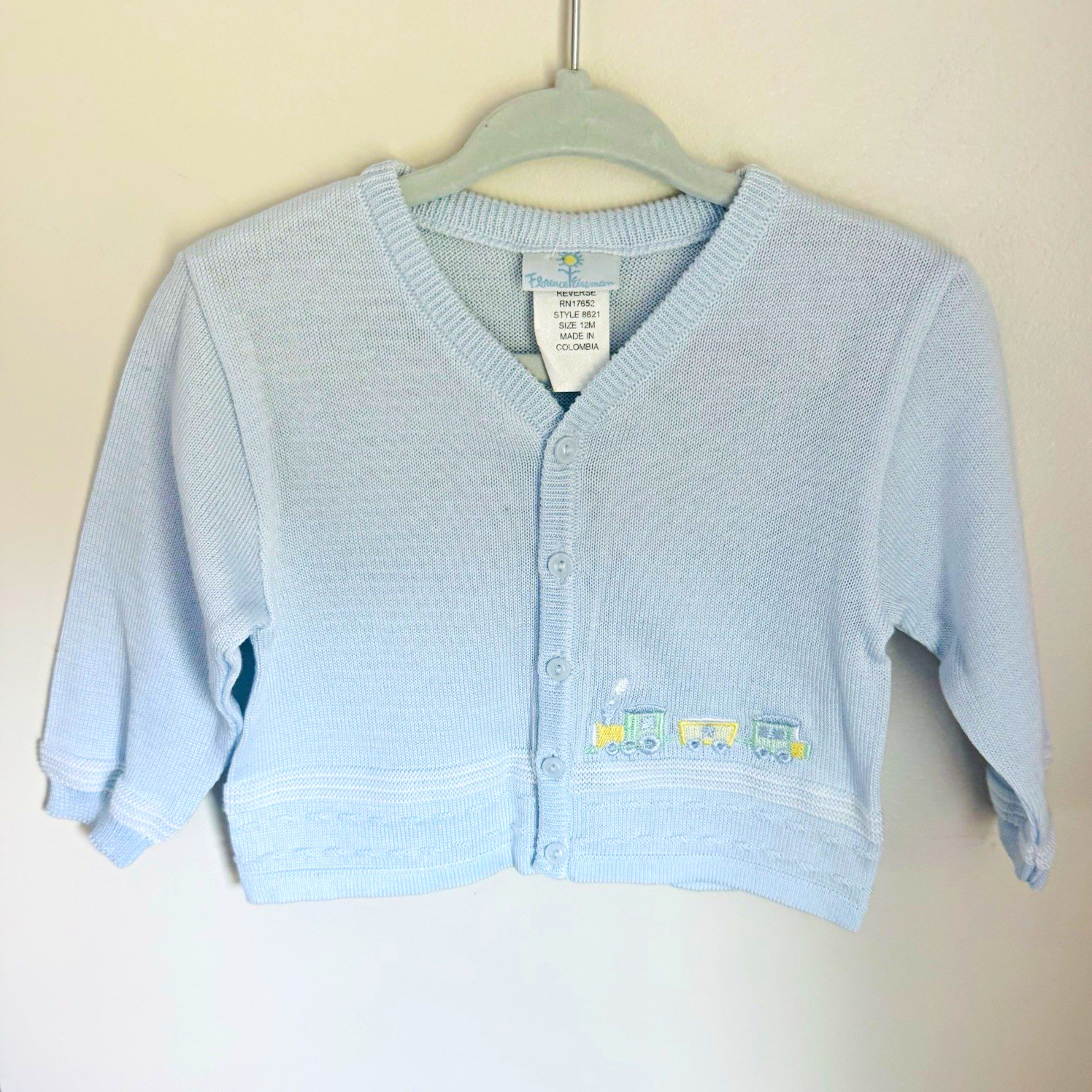 NWT Florence Eiseman Knit Cardigan Sweater Blue Solid V-Neck Button 12M NWT Florence Eiseman Knit Cardigan Sweater Blue Solid V-Neck Button 12M
