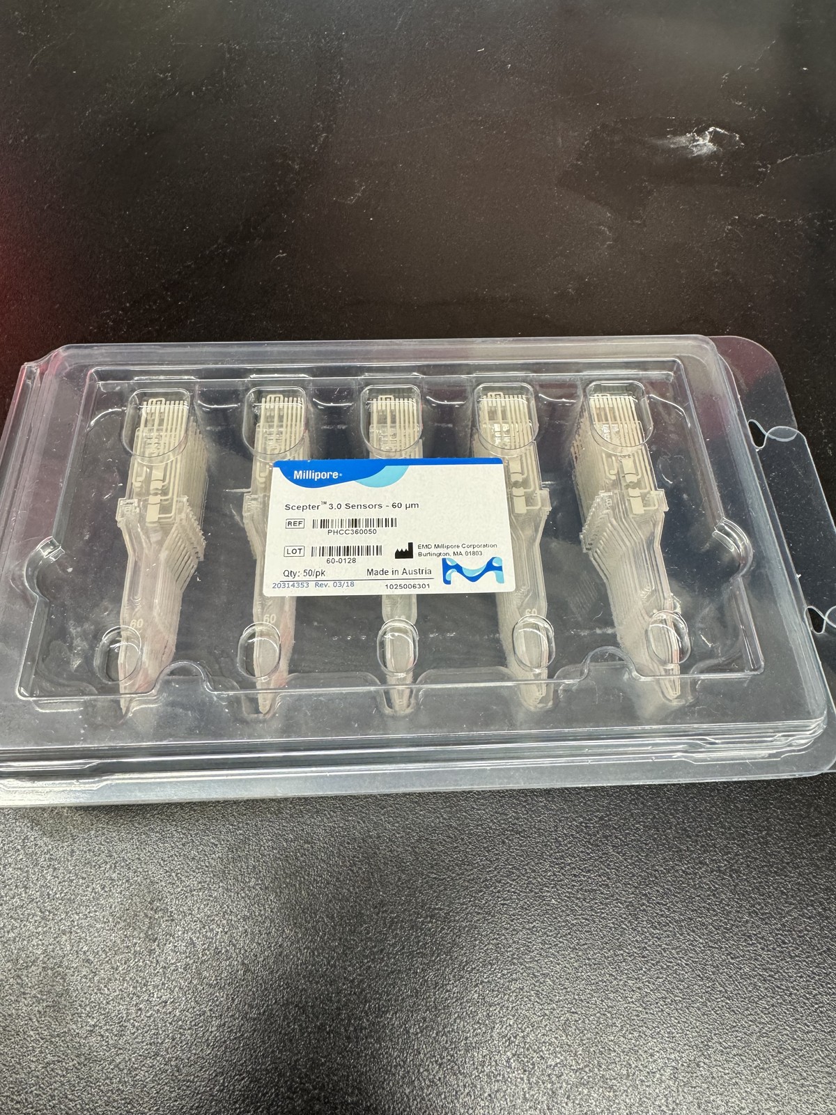 Millipore Scepter 3.0 Cell Counter Sensors, 60µm, PHCC360050, 50/Pack, New