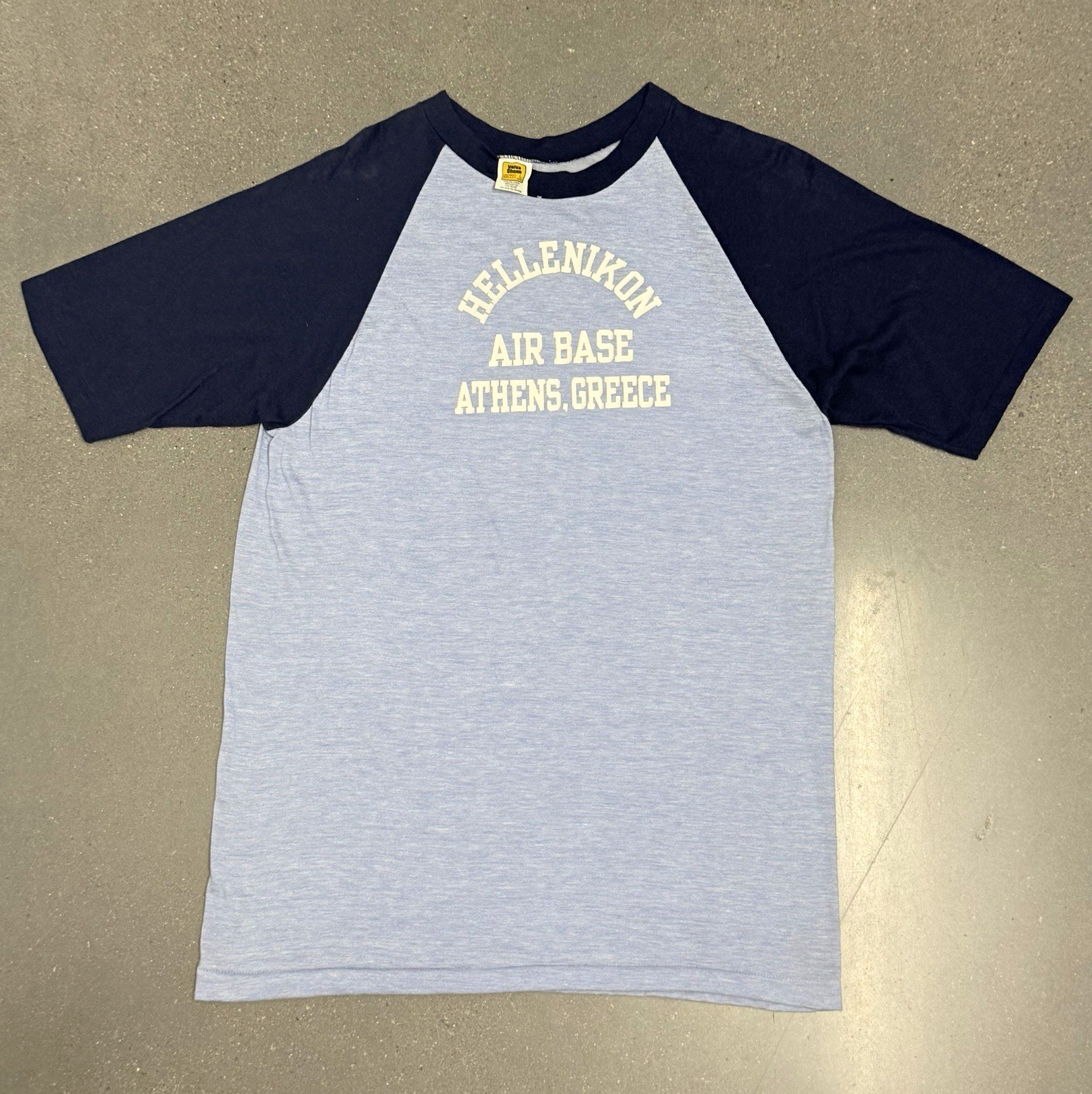 70s Vintage Hellenikon Air Base Athens Greece Velva Sheen Tee L