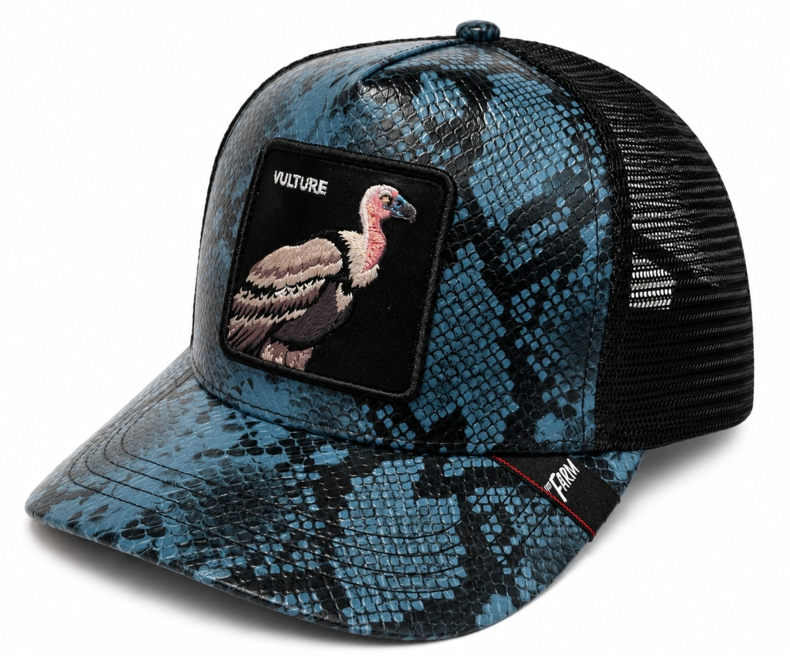 Goorin Bros VULTURE Trucker Hat - Blue Black Snakeskin Print - Mesh Baseball Cap