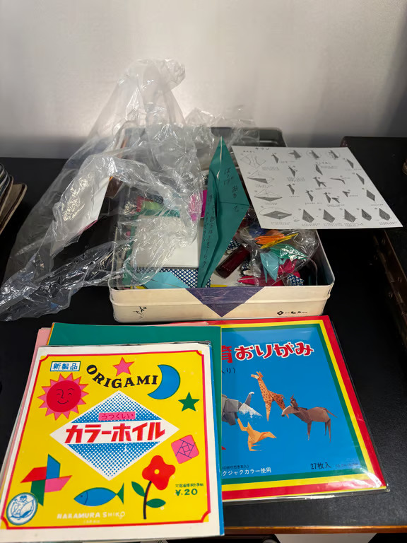 Vintage Japanese Origami Paper Lot Edo Tin Foil Packs Folded Models Sealed