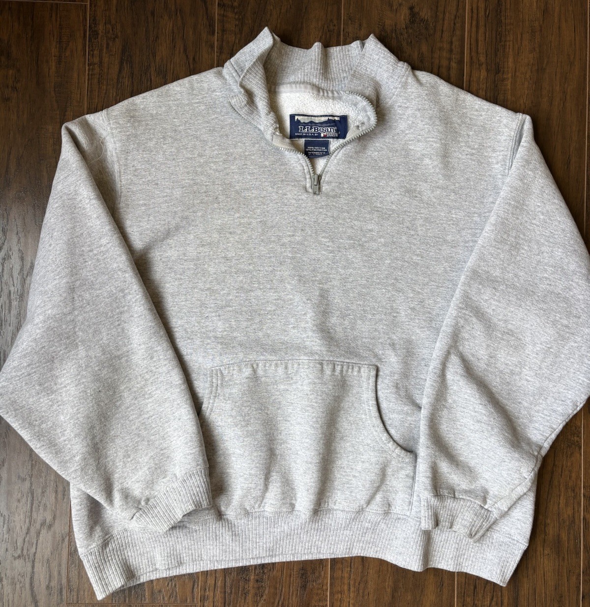 Vintage LL Bean Russell Athletic Women’s XL 1/4 Zip USA Sweatshirt Gray