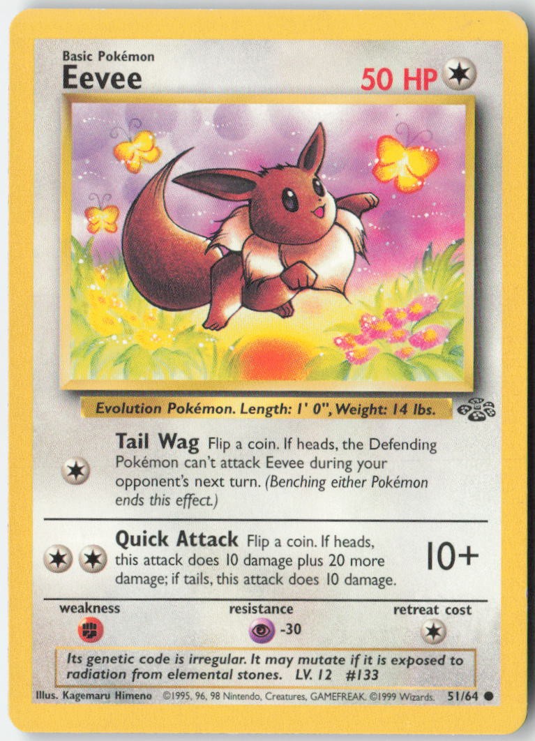 Eevee 51/64 Common Jungle Pokemon Unlimited Moderately Played