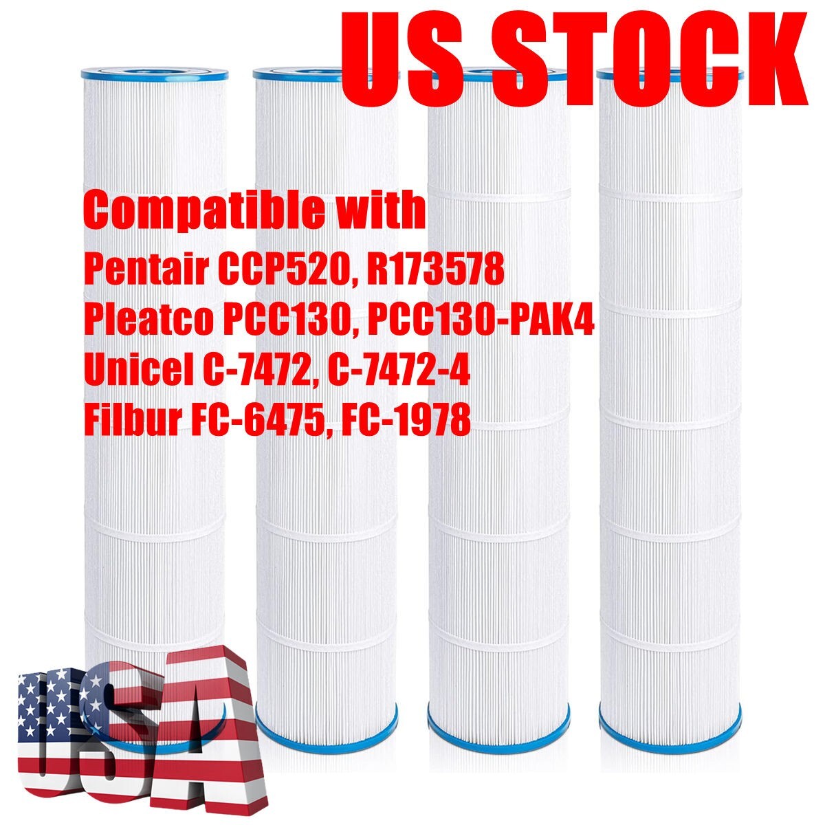 PCC130-PAK4 Pleatco Pool Filter For Clean & Clear Plus 520 C-7472 FC-1978 CCP520