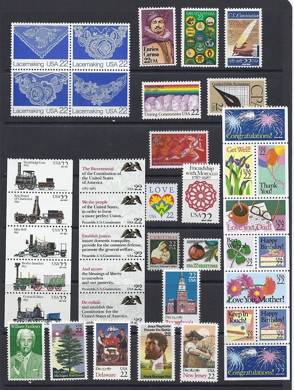 US 1987 Commemorative Year Set of 40, w/ Special Occassions Booklet - MNH