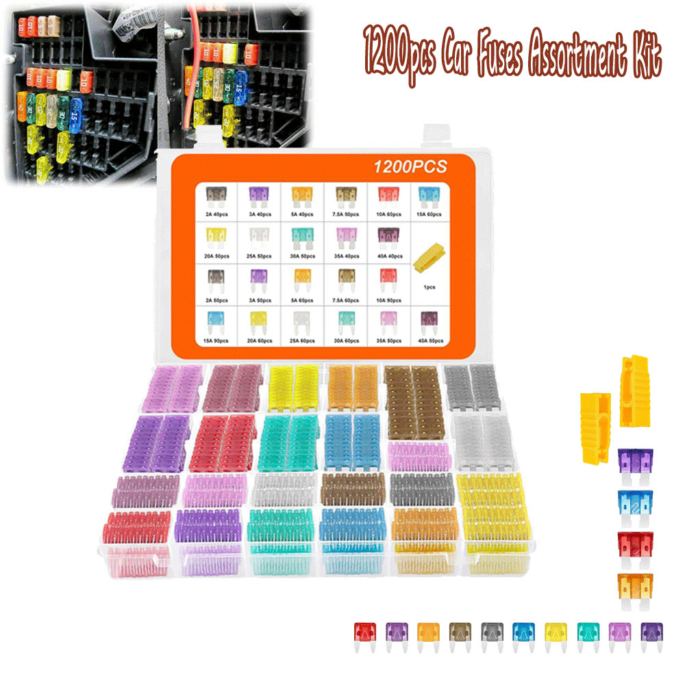1200Pcs Car Blade Fuses Assortment Kit Standard Fuse & Mini Fuses W/ Puller Kit 1200Pcs Car Blade Fuses Assortment Kit Standard Fuse & Mini Fuses W/ Puller Kit