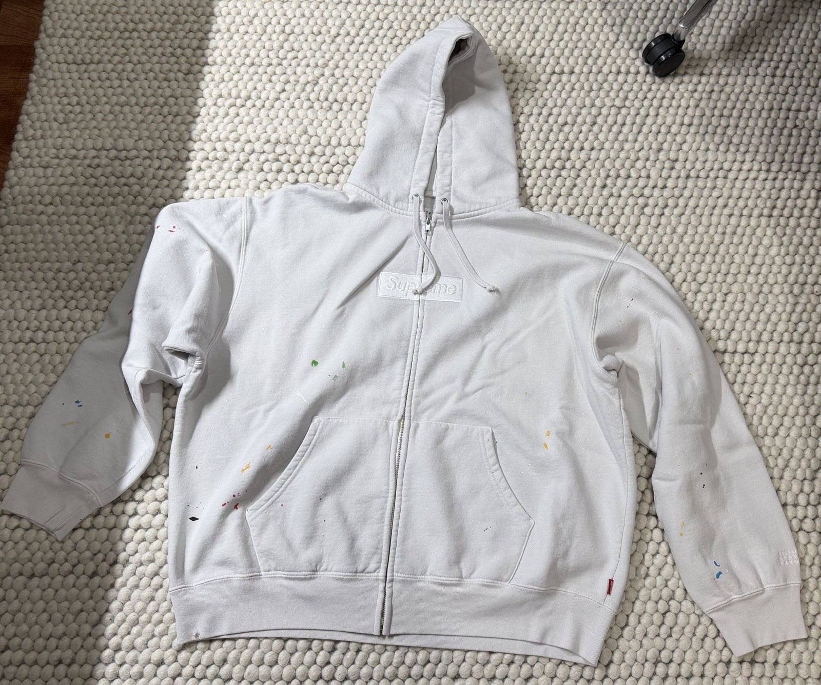 Supreme x Maison Margiela MM6 White Zip Up Box Logo Hoodie Size XL