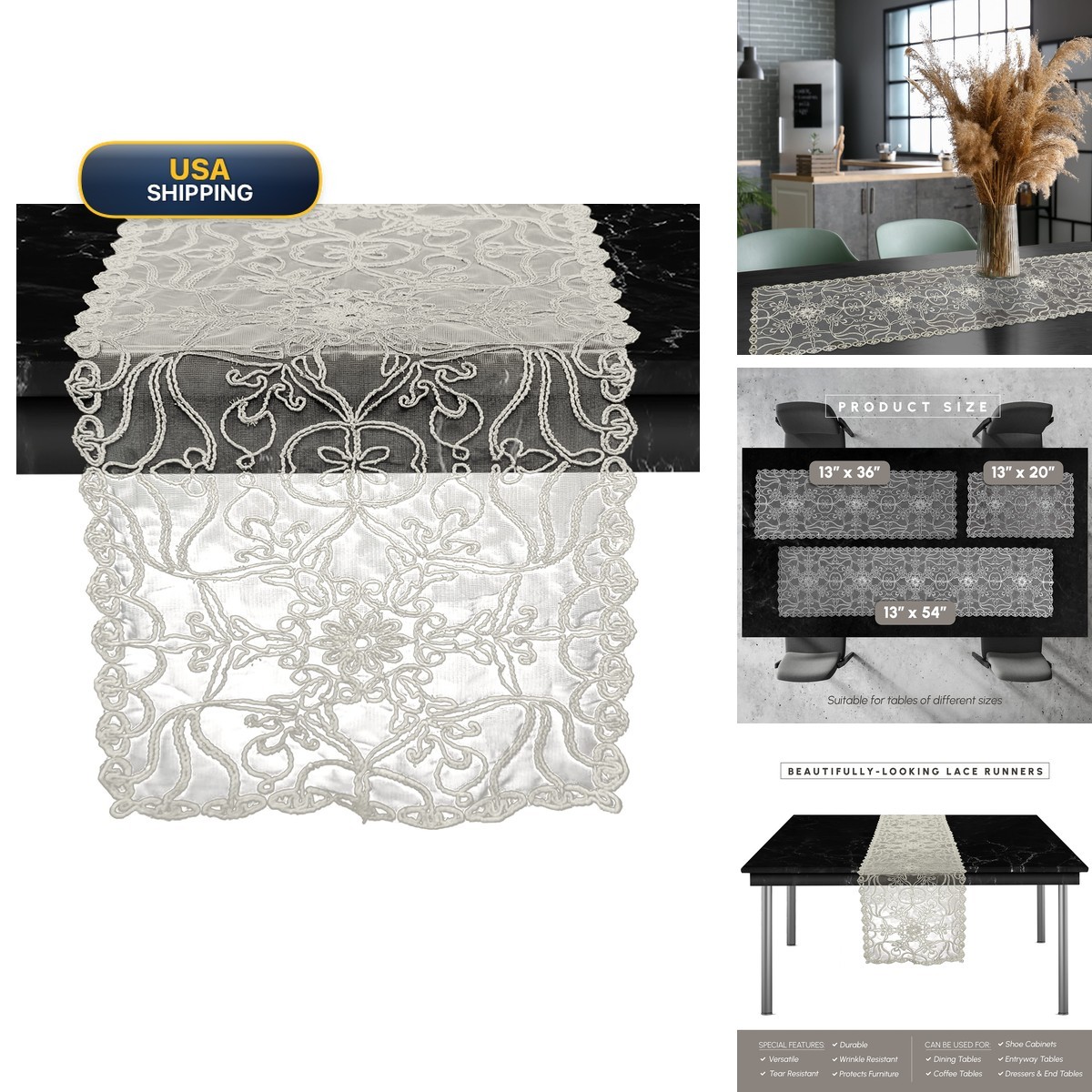 Elegant Comfort Embroidery Ingrid Table Runner - Dresser Scarf Home Dining Room Elegant Comfort Embroidery Ingrid Table Runner - Dresser Scarf Home Dining Room