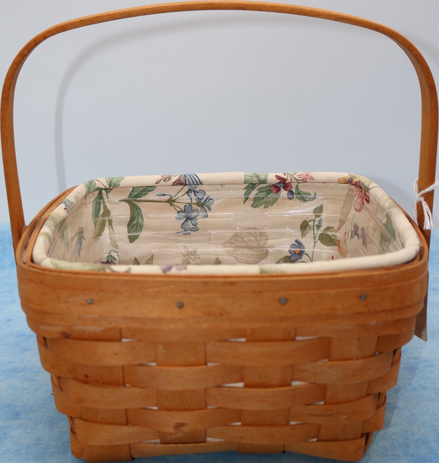 Longaberger 1997 Large Berry Basket, Floral Liner, Protector, and Brochure