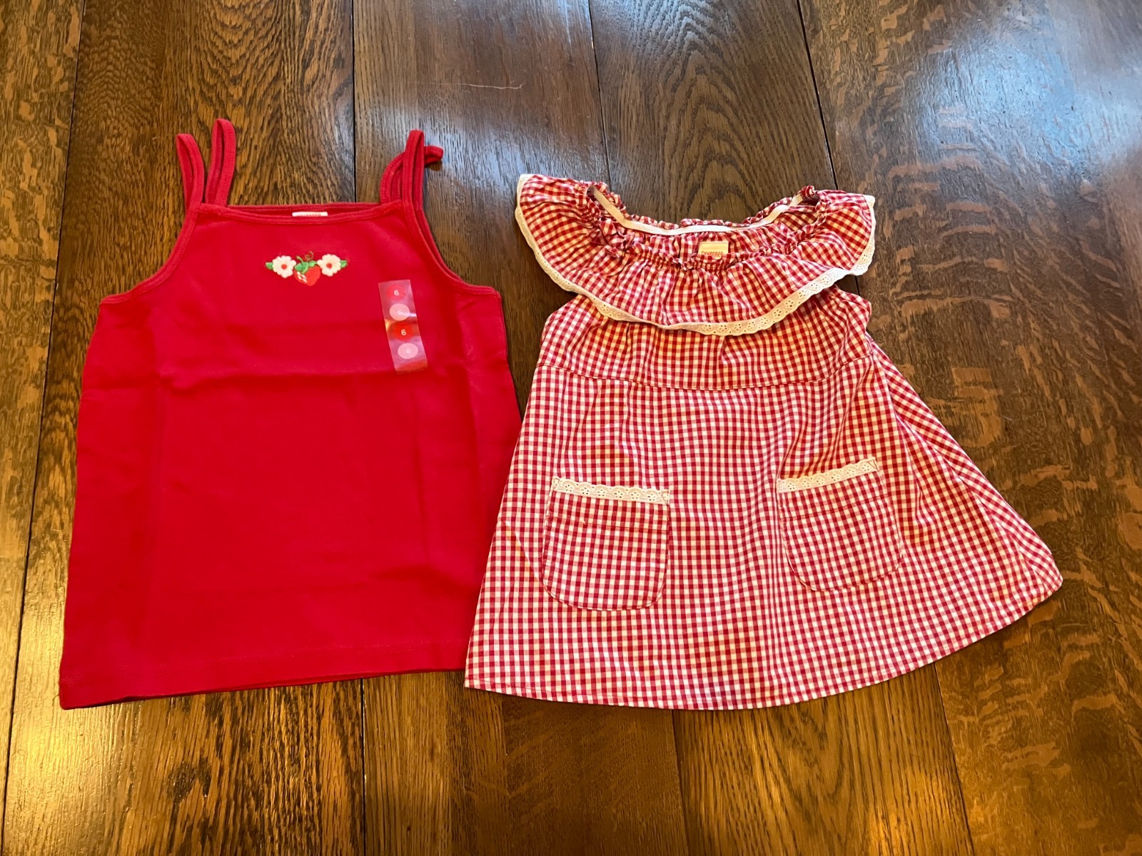 Vtg Gymboree Strawberry Farm 2007 red check ruffle top spaghetti strap tank top Vtg Gymboree Strawberry Farm 2007 red check ruffle top spaghetti strap tank top