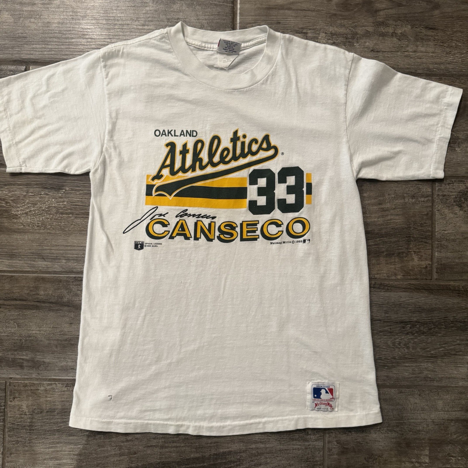 Vintage 1988 Jose Canseco Oakland A's Nutmeg Mills T Shirt L
