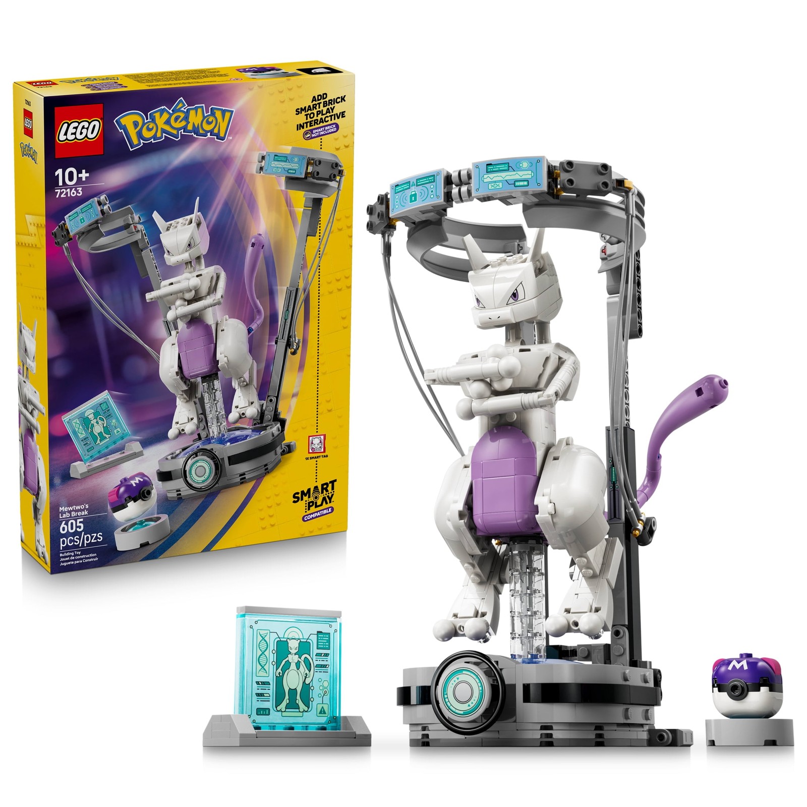 LEGO Pokmon SMART Play Mewtwos Lab Break Interactive Building Set with 605