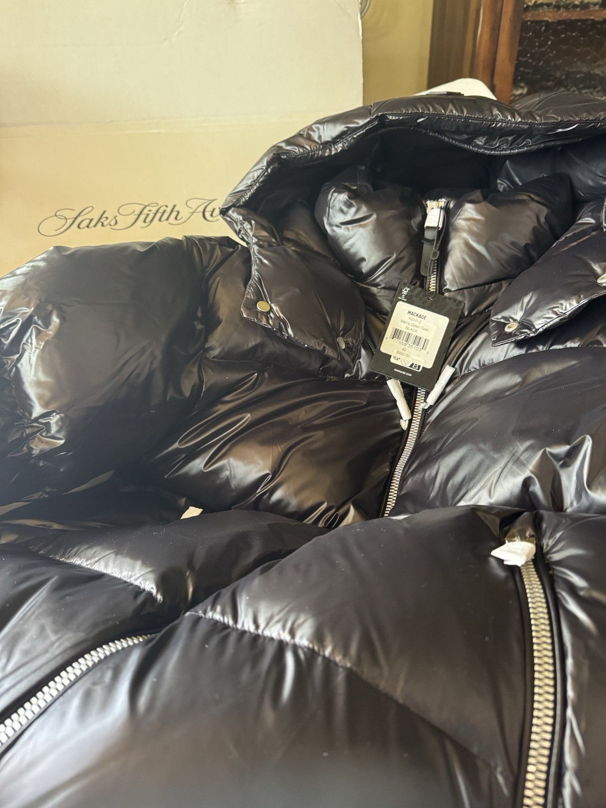 MACKAGE KENT Z DOWN PUFFER JACKET HOOD BLACK MEN BRAND NEW